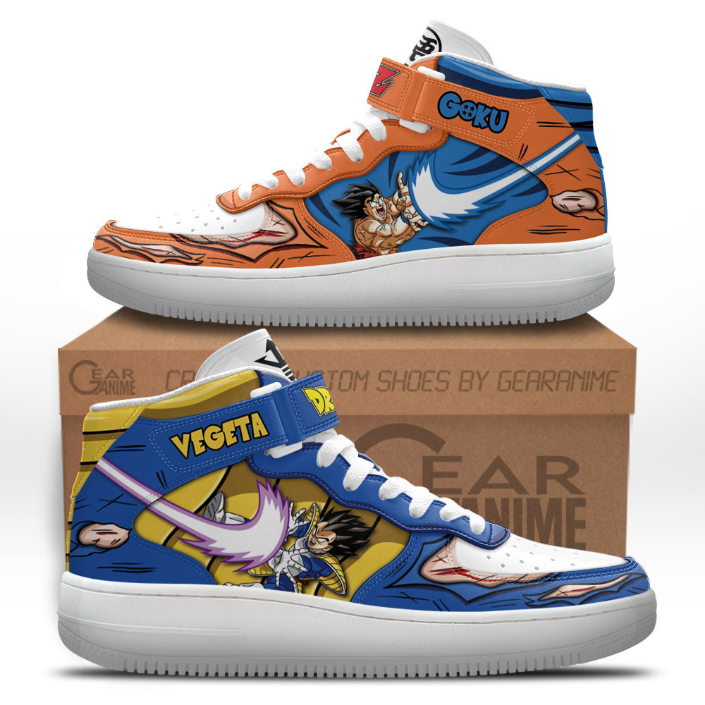 Goku & Vegeta Ki-Blast Custom Anime Mid-Top Leather Sneakers