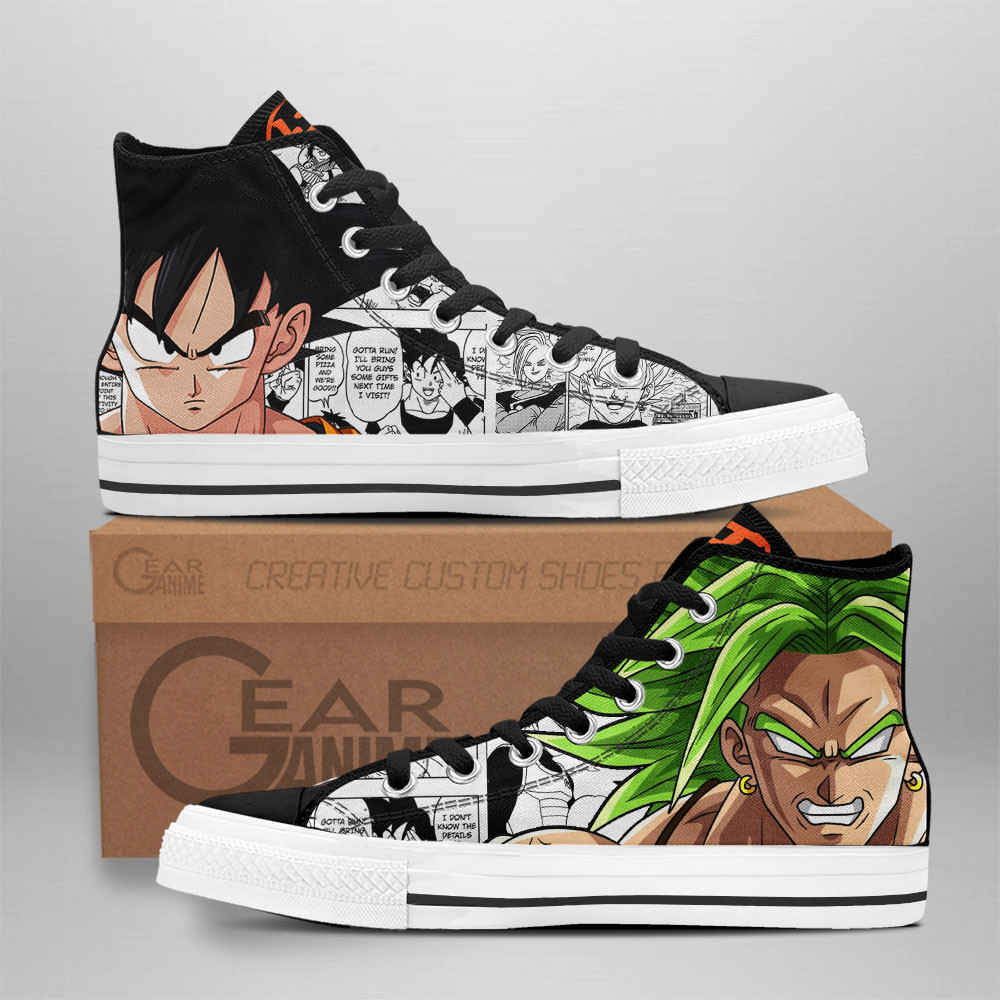 Goku and Broly Custom Anime High-Top Canvas Shoes
