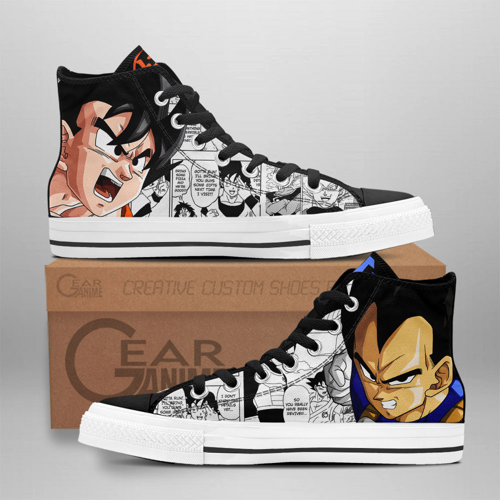 Goku and Vegeta Custom Anime High-Top Canvas Shoes