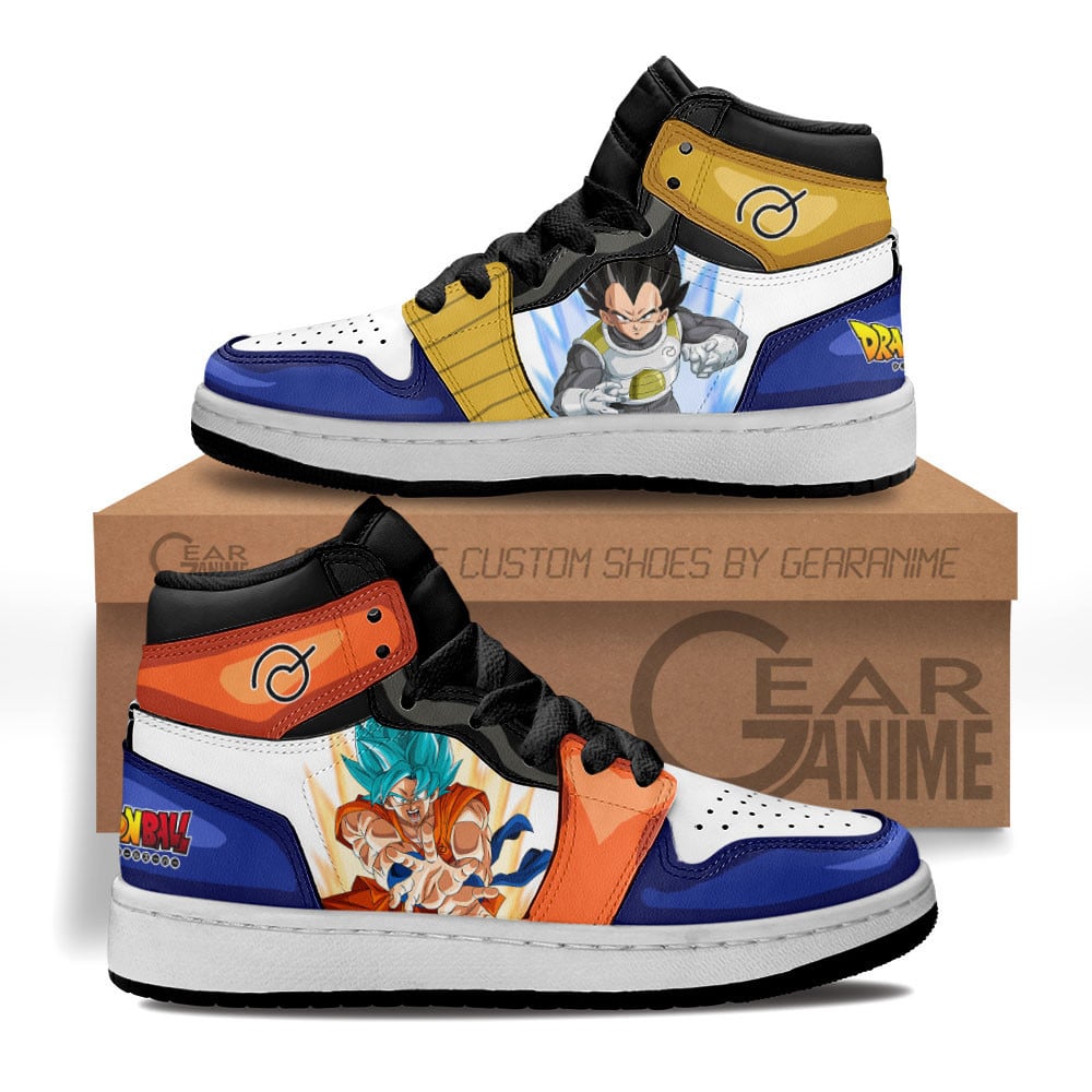 Goku and Vegeta Whis Custom Anime Kids High-Top Leather Sneakers