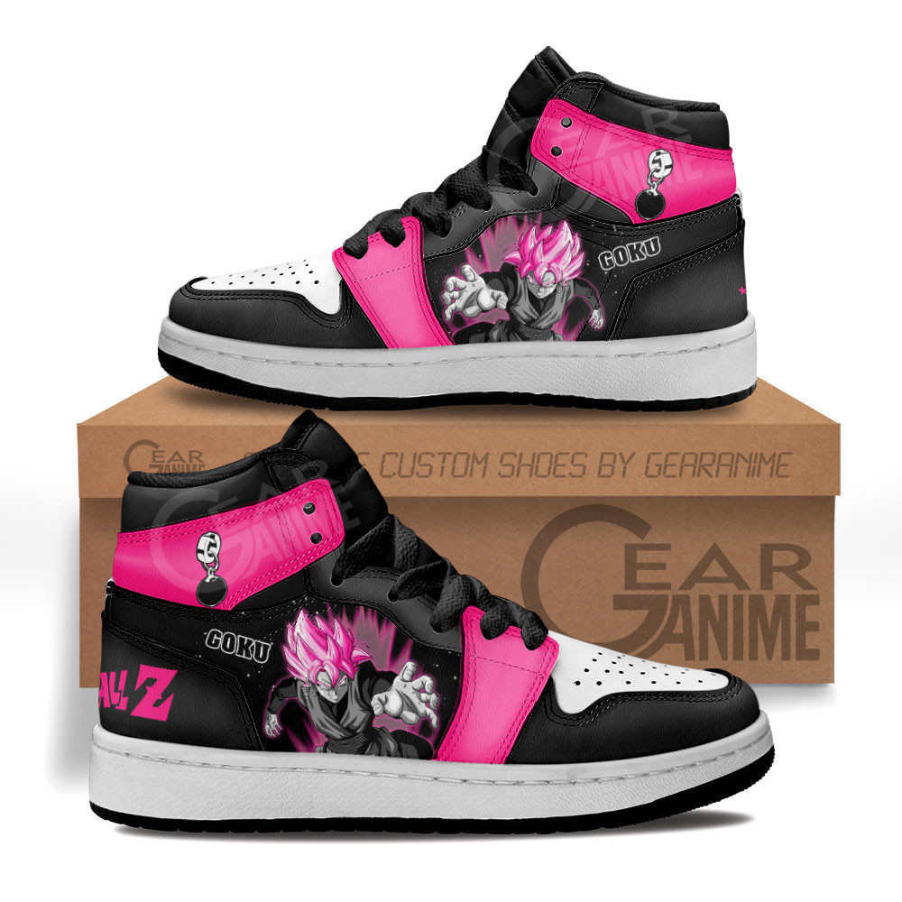 Goku Black Rose Custom Anime Kids High-Top Leather Sneakers MV0203