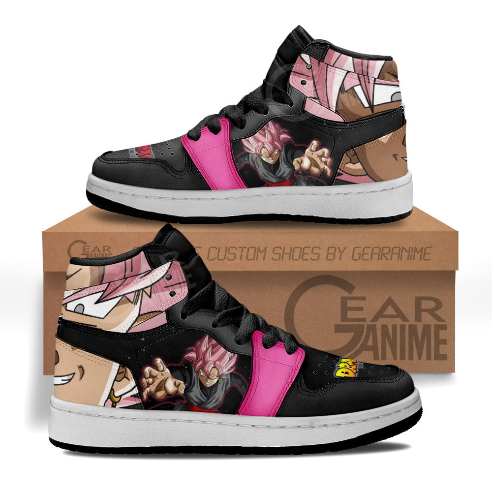 Goku Black Rose Custom Anime Kids High-Top Leather Sneakers MV1307