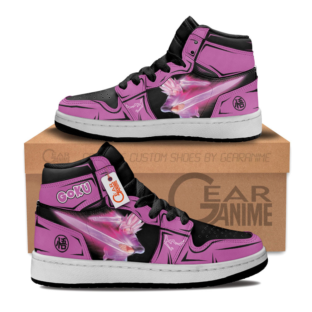 Goku Black Rose Custom Anime Kids High-Top Leather Sneakers Personalized