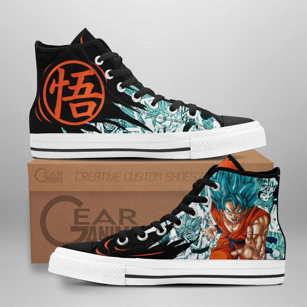 Goku Blue Custom Anime High-Top Canvas Shoes TT3108