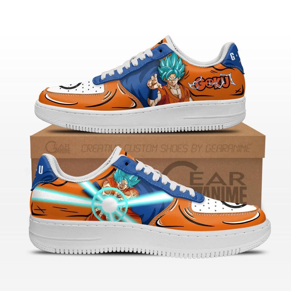 Goku Blue Custom Anime Low-Top Leather Sneakers