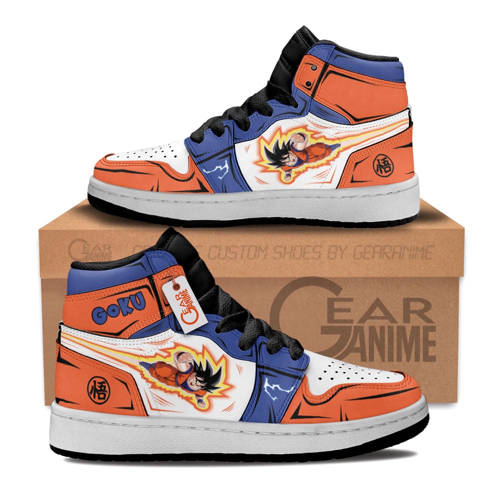 Goku Custom Anime Kids High-Top Leather Sneakers Personalized