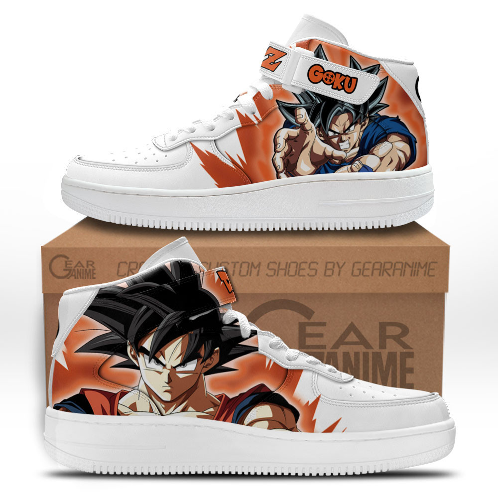 Goku Custom Anime Mid-Top Leather Sneakers