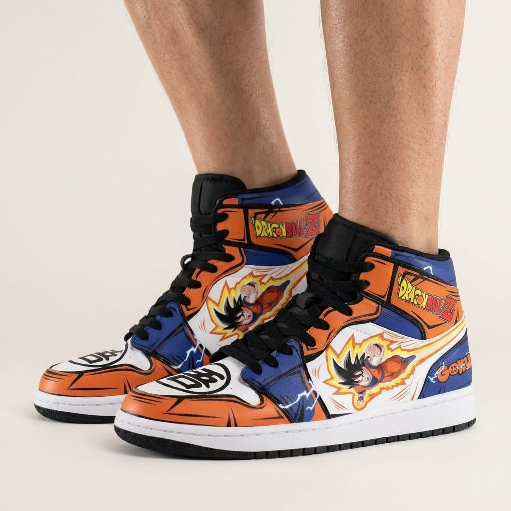 Goku Flying Custom Anime High-Top Leather Sneakers