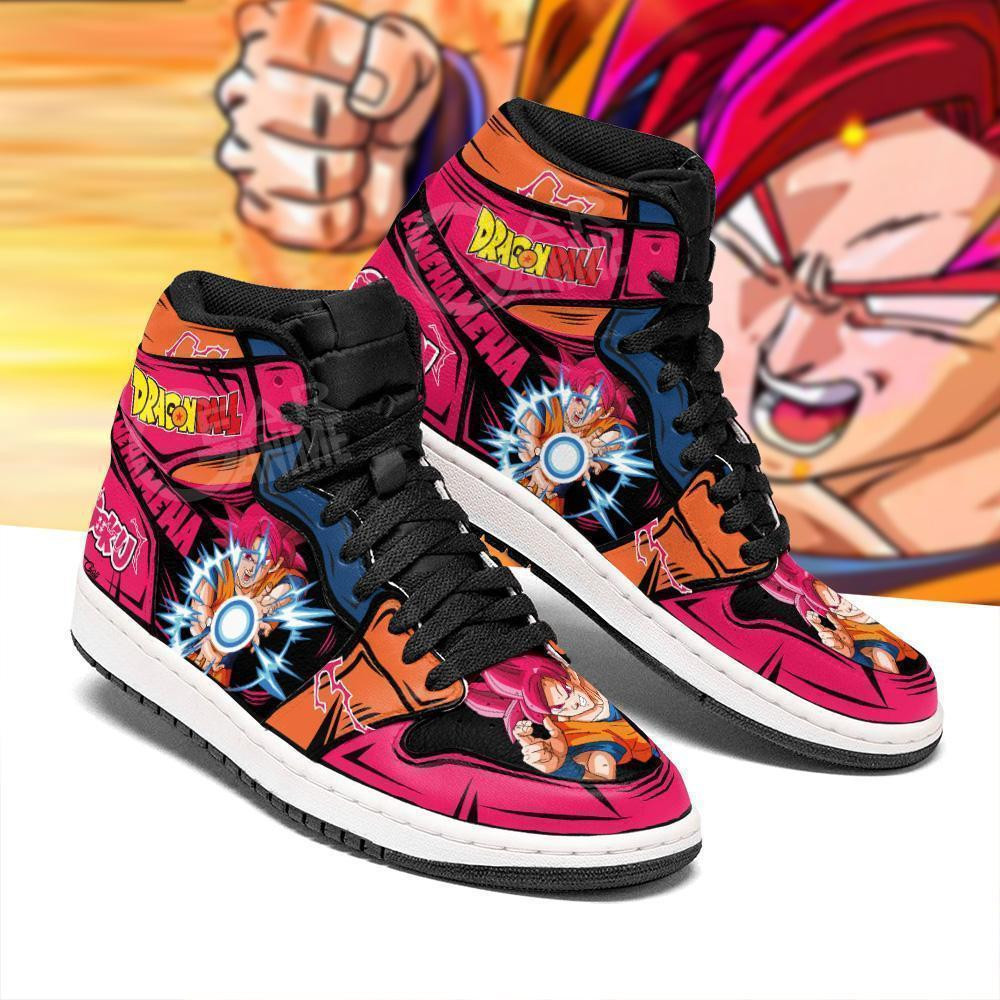 Goku Red Custom Anime High-Top Leather Sneakers Kamehameha Edition