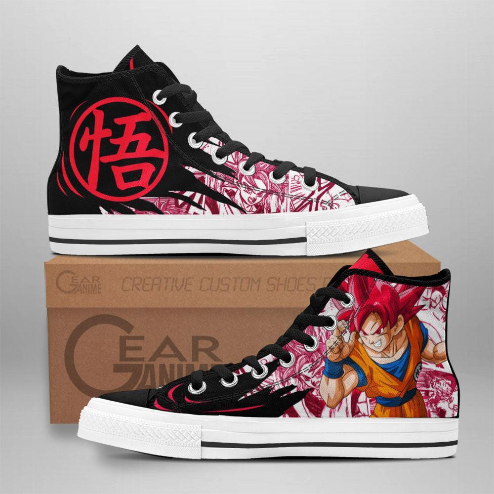 Goku Saiyan God Custom Anime High-Top Canvas Shoes TT3108