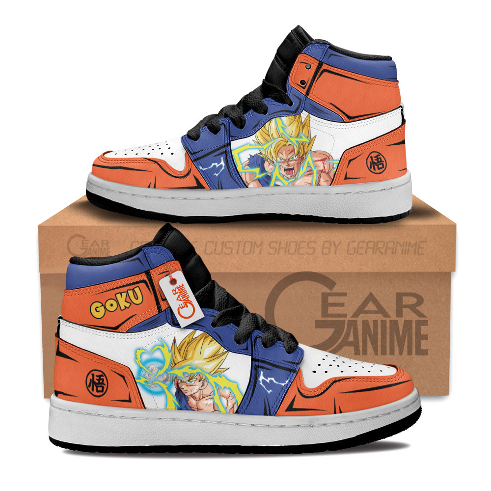 Goku Super Saiyan Custom Anime Kids High-Top Leather Sneakers Personalized