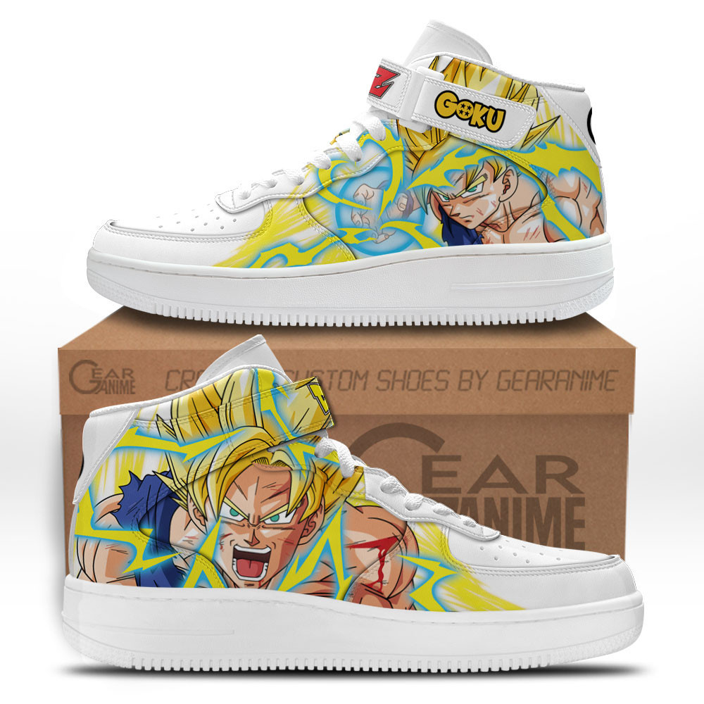 Goku Super Saiyan Custom Anime Mid-Top Leather Sneakers