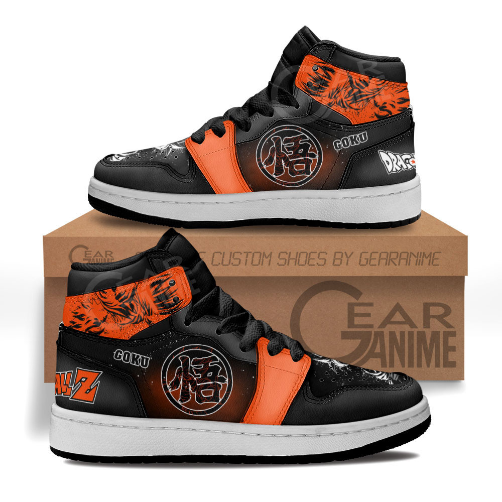 Goku Symbols Custom Anime Kids High-Top Leather Sneakers MV1503