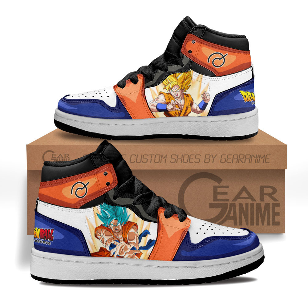 Goku Whis Custom Anime Kids High-Top Leather Sneakers