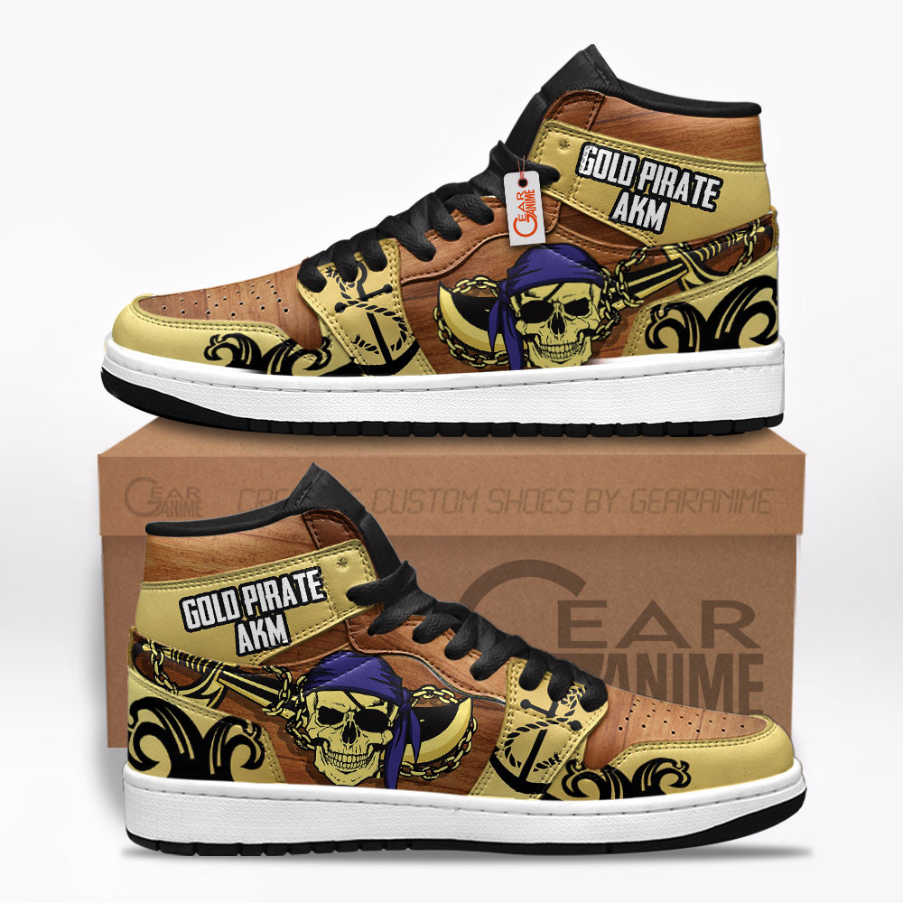 Gold Pirate AKM Custom Gaming High-Top Leather Sneakers Skin