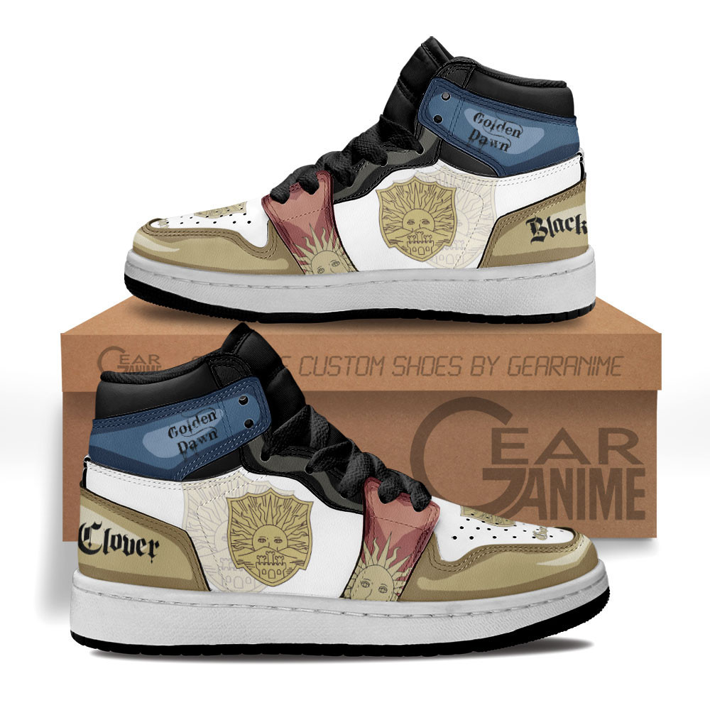 Golden Dawn Custom Anime Kids High-Top Leather Sneakers