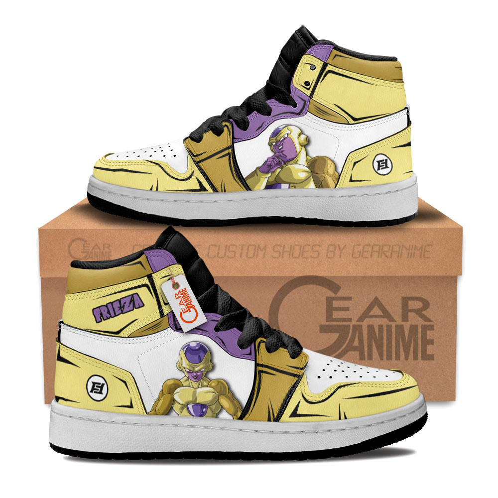 Golden Frieza Custom Anime Kids High-Top Leather Sneakers Personalized