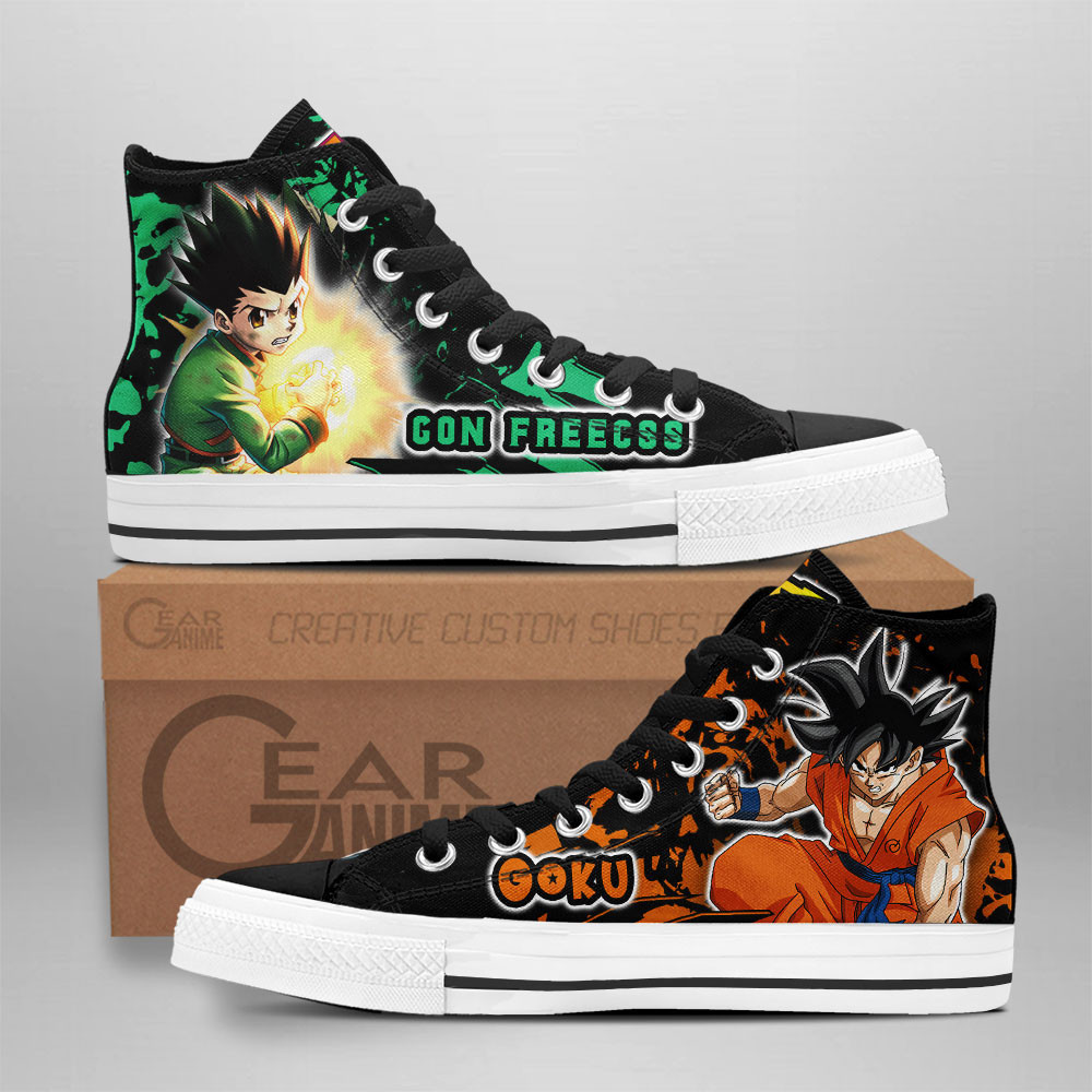 Gon Freecss and Son Goku Custom Anime High-Top Canvas Shoes NTT210