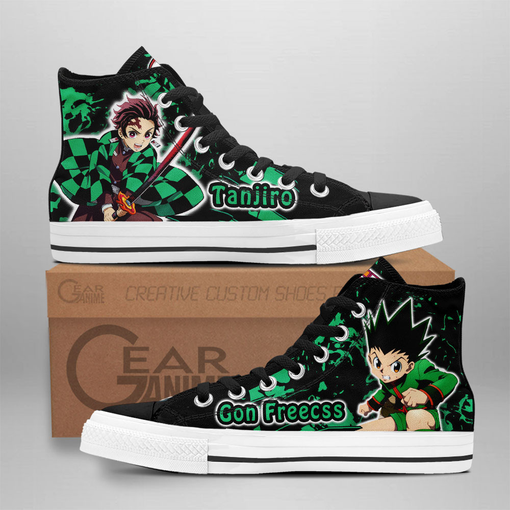 Gon Freecss and Tanjiro Custom Anime High-Top Canvas Shoes NTT210
