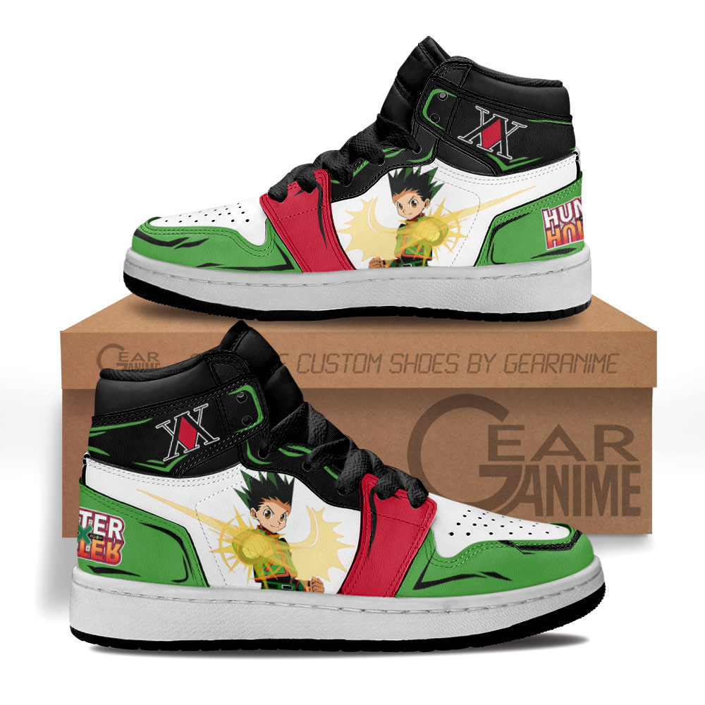 Gon Freecss Custom Anime Kids High-Top Leather Sneakers