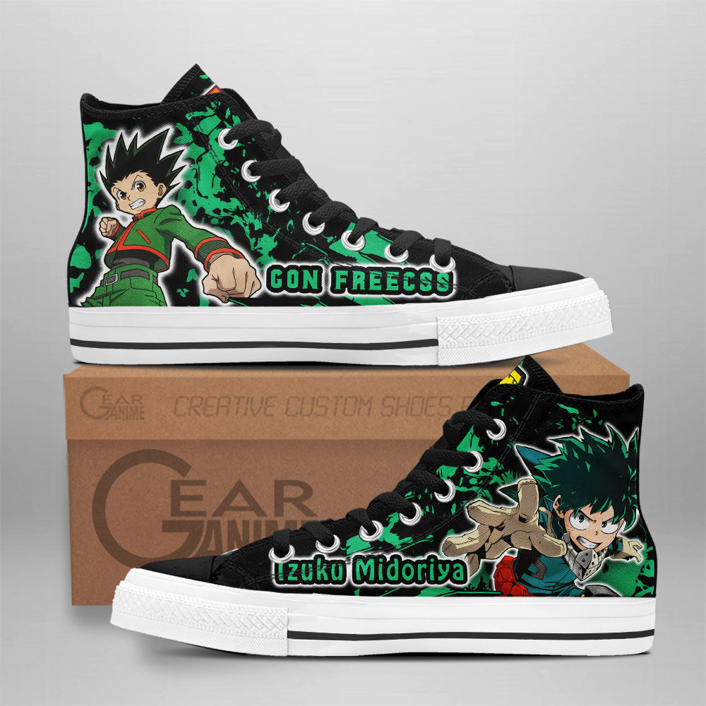 Gon vs Deku Custom Anime High-Top Canvas Shoes Anime Crossover
