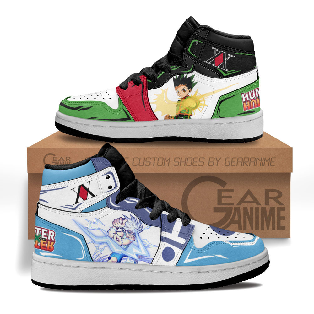 Gon x Killua Custom Anime Kids High-Top Leather Sneakers