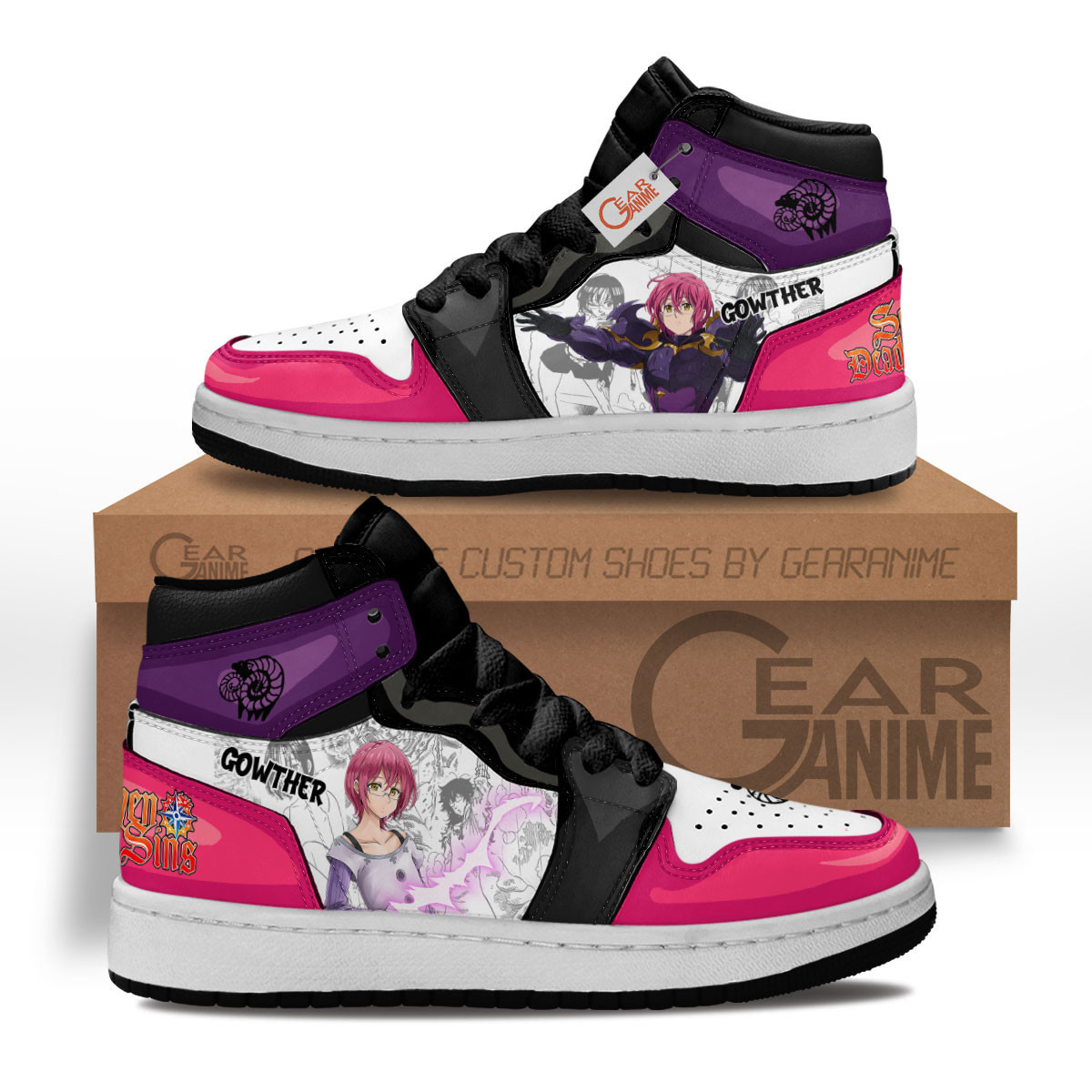 Gowther Custom Anime Kids High-Top Leather Sneakers MV1503