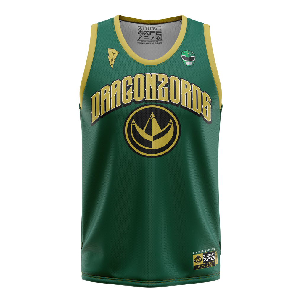 Green Dragonzords Mighty Morphin Power Rangers Basketball Jersey