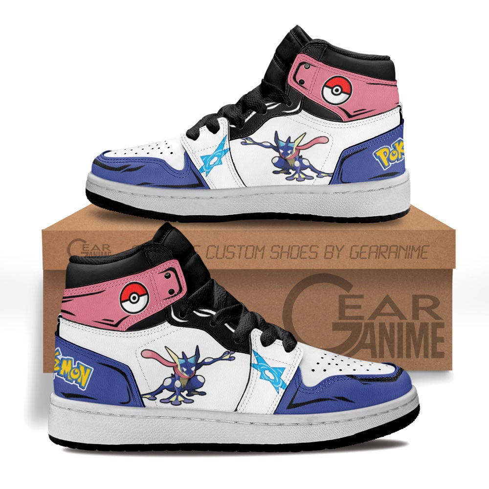 Greninja Custom Anime Kids High-Top Leather Sneakers
