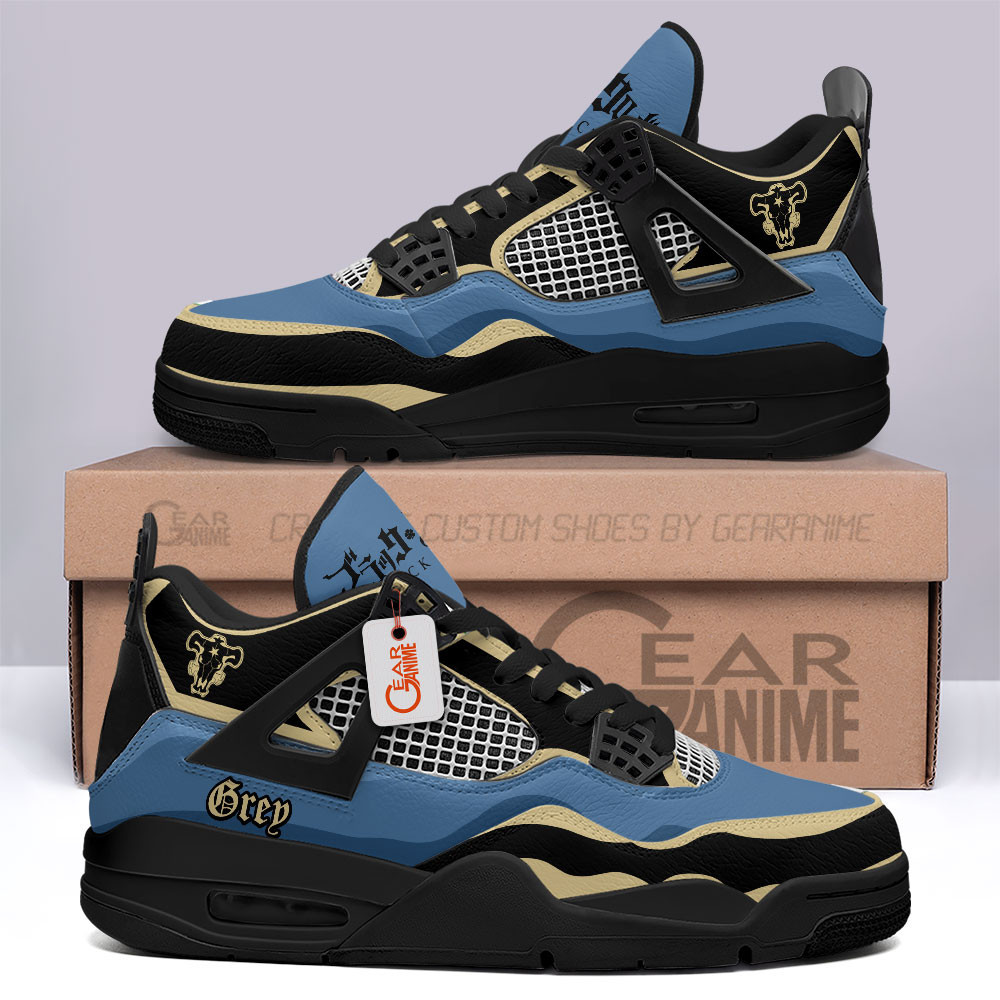 Grey Magic Knight Retro 4 Leather Sneakers Custom Name