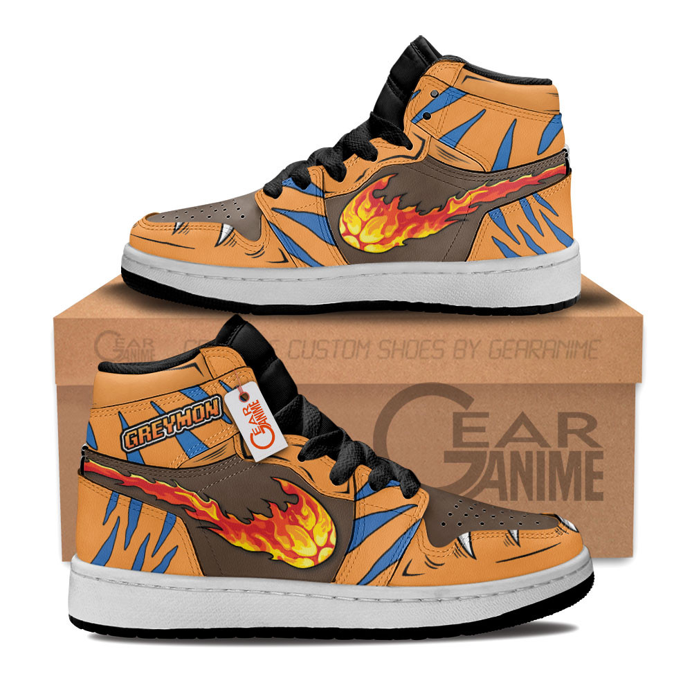 Greymon Custom Anime Kids High-Top Leather Sneakers