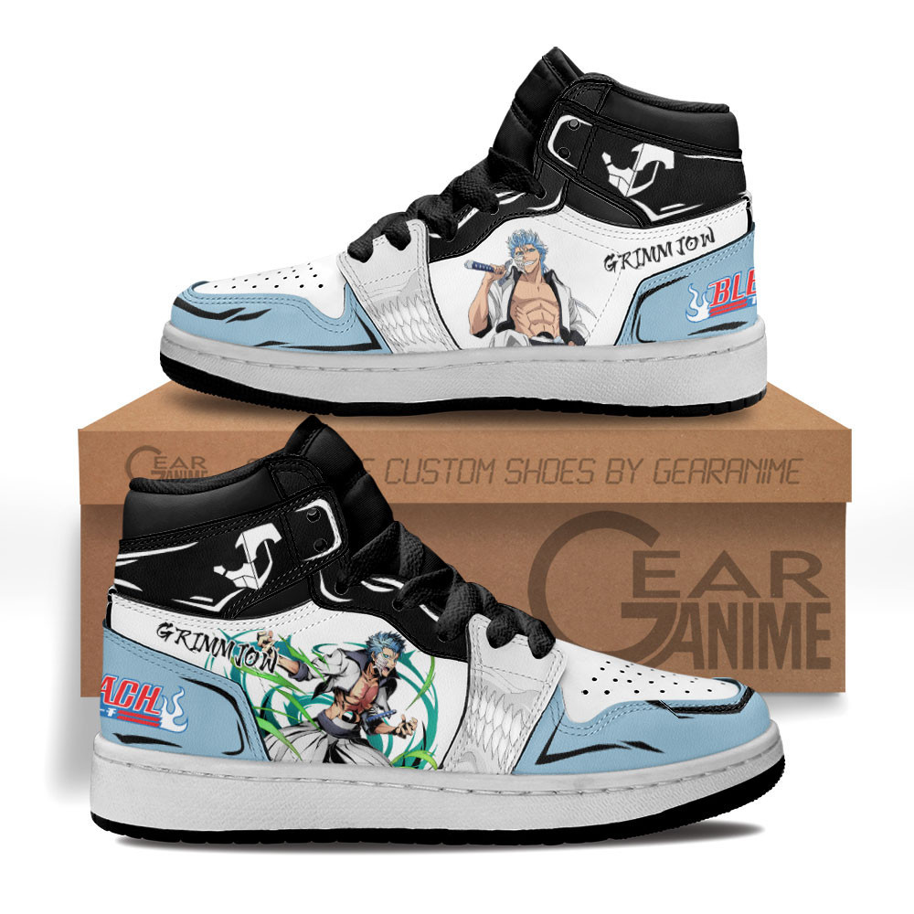 Grimmjow Jaegerjaquez Custom Anime Kids High-Top Leather Sneakers