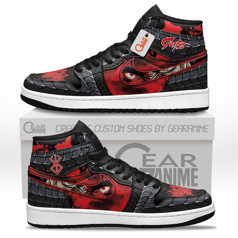 Guts High-Top Leather Sneakers Black Swordsman Custom Name