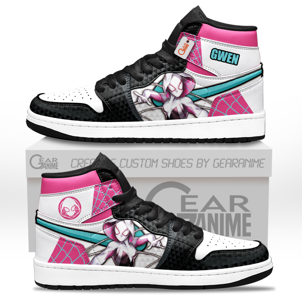 Gwen Stacy High-Top Leather Sneakers Spider-Verse Custom Name