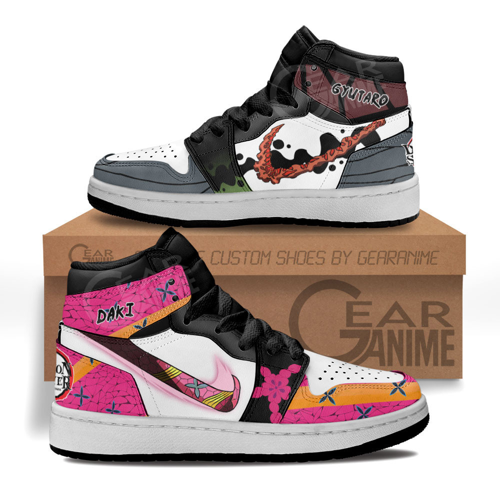 Gyutaro and Daki Skills Custom Anime Kids High-Top Leather Sneakers