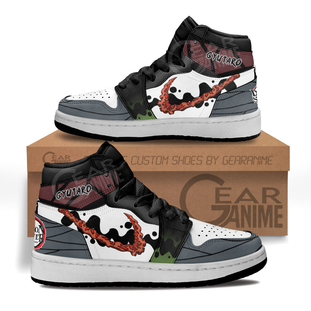 Gyutaro Skills Custom Anime Kids High-Top Leather Sneakers