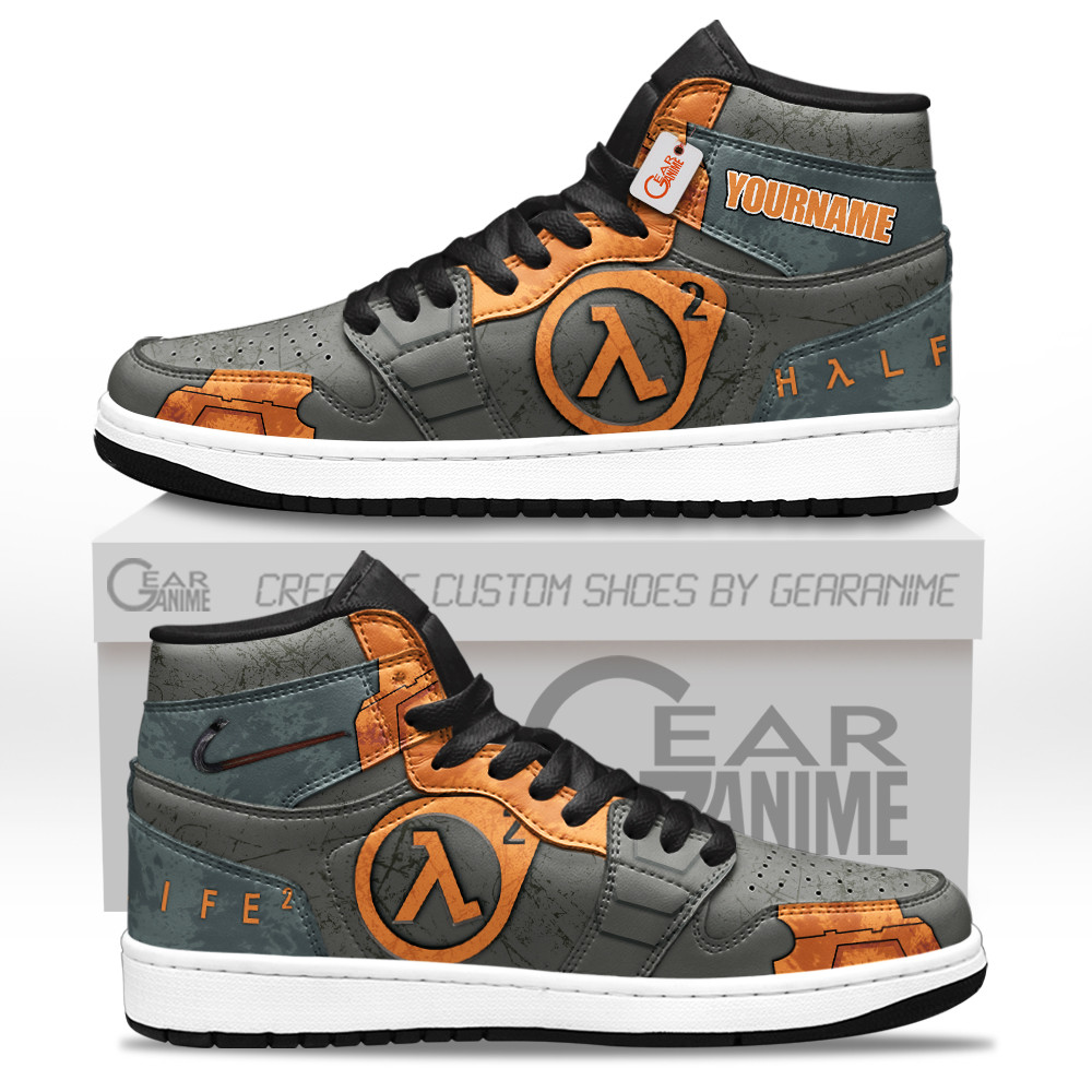Half-Life Custom Gaming High-Top Leather Sneakers Lambda Protocol Custom Name