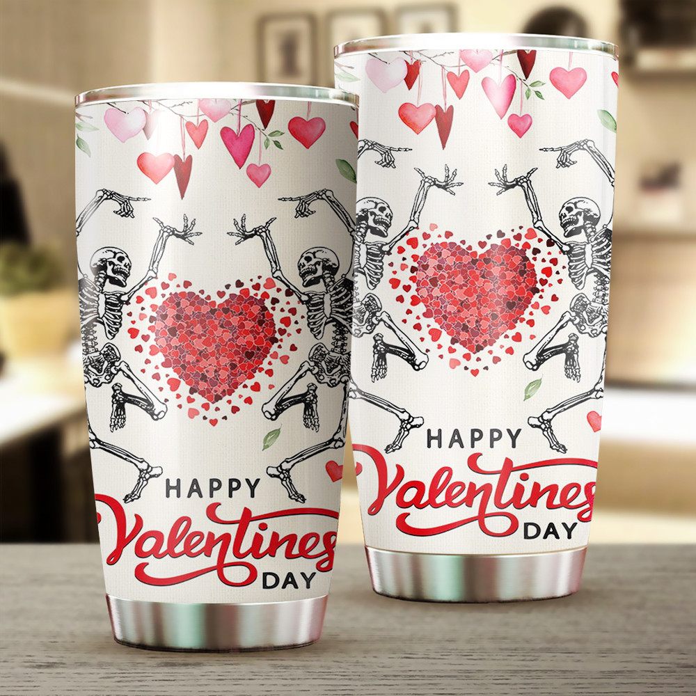 Happy Valentine’s Day Dancing Skeletons Tumbler