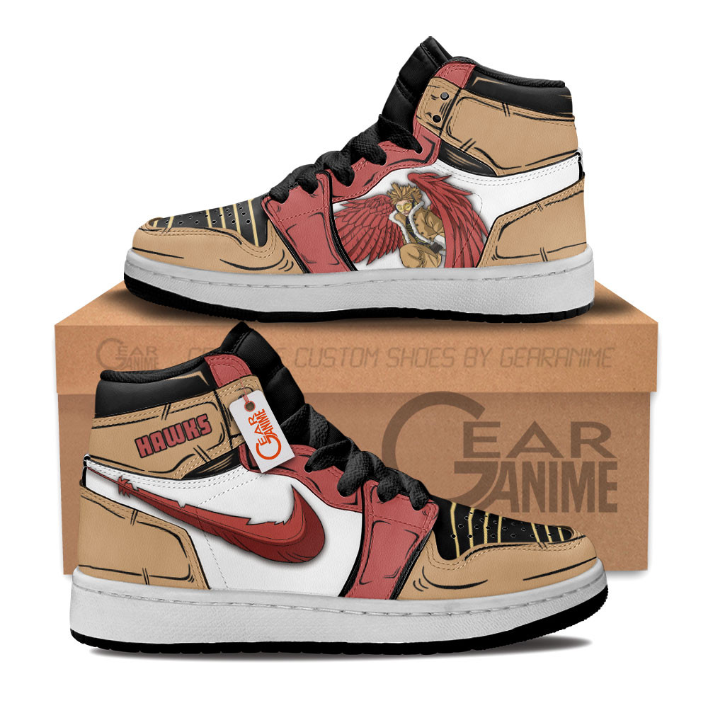 Hawks Custom Anime Kids High-Top Leather Sneakers Personalized