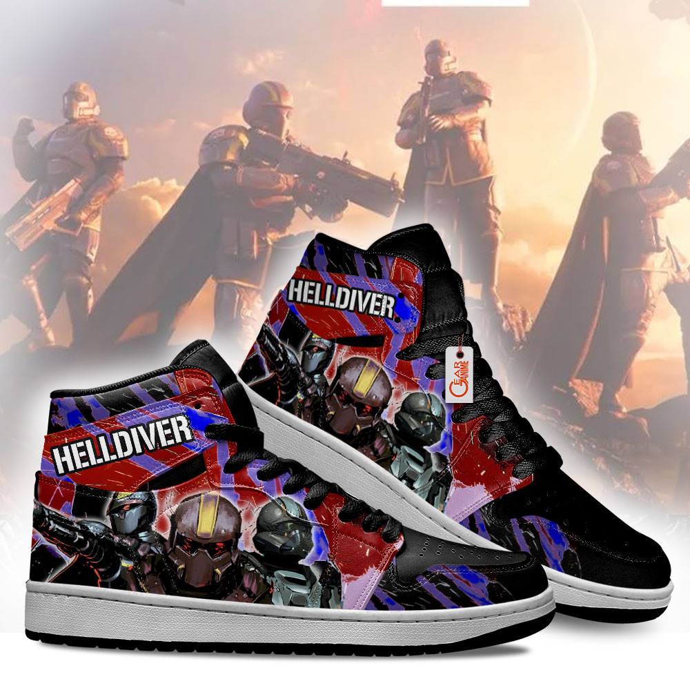 Helldivers Custom Gaming High-Top Leather Sneakers For Video Game Fans