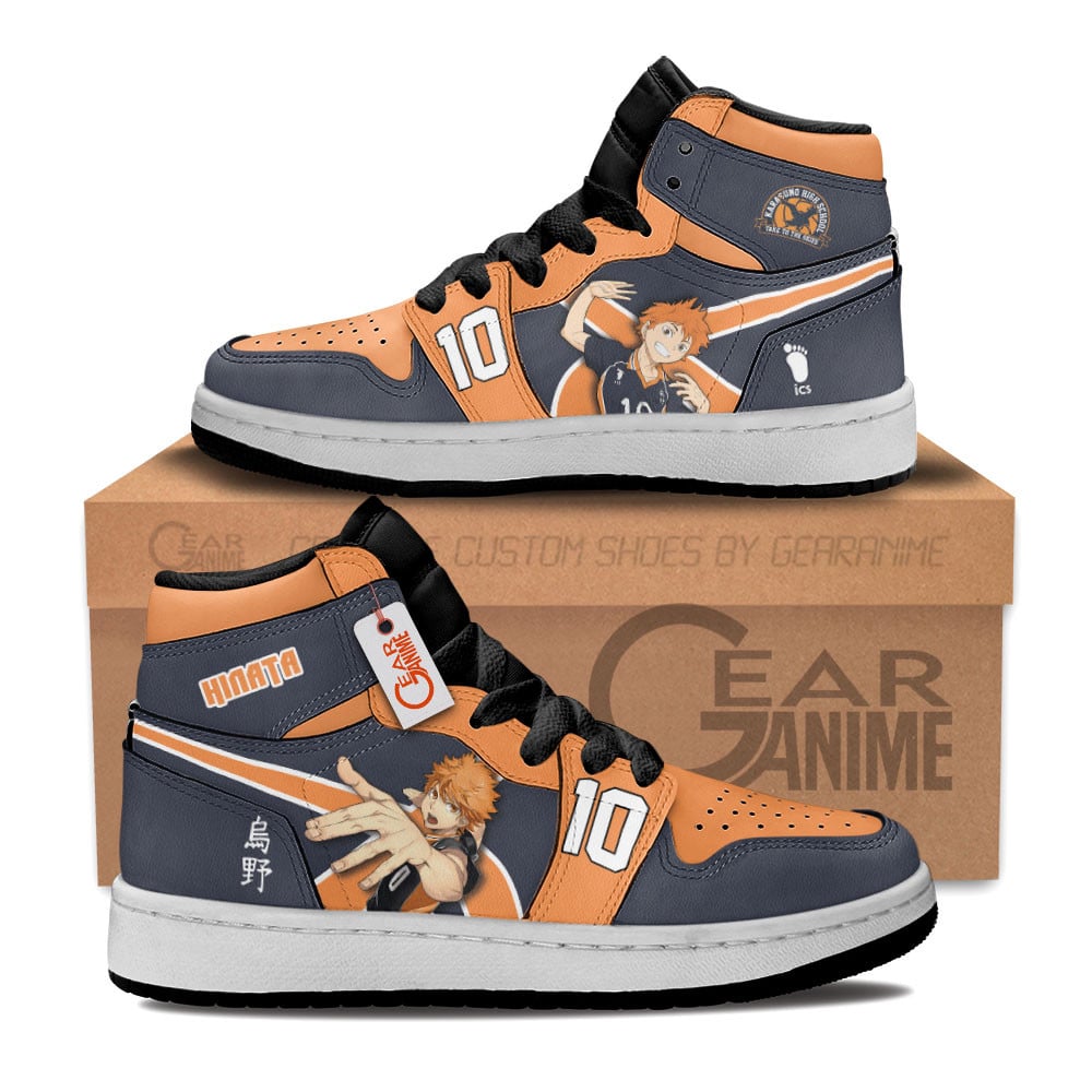 Hinata Shoyo Custom Anime Kids High-Top Leather Sneakers Personalized