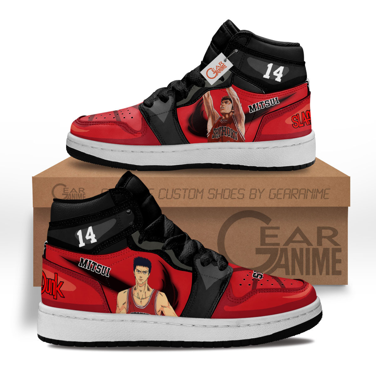 Hisashi Mitsui Custom Anime Kids High-Top Leather Sneakers Slam Dunk Shoes MV1302