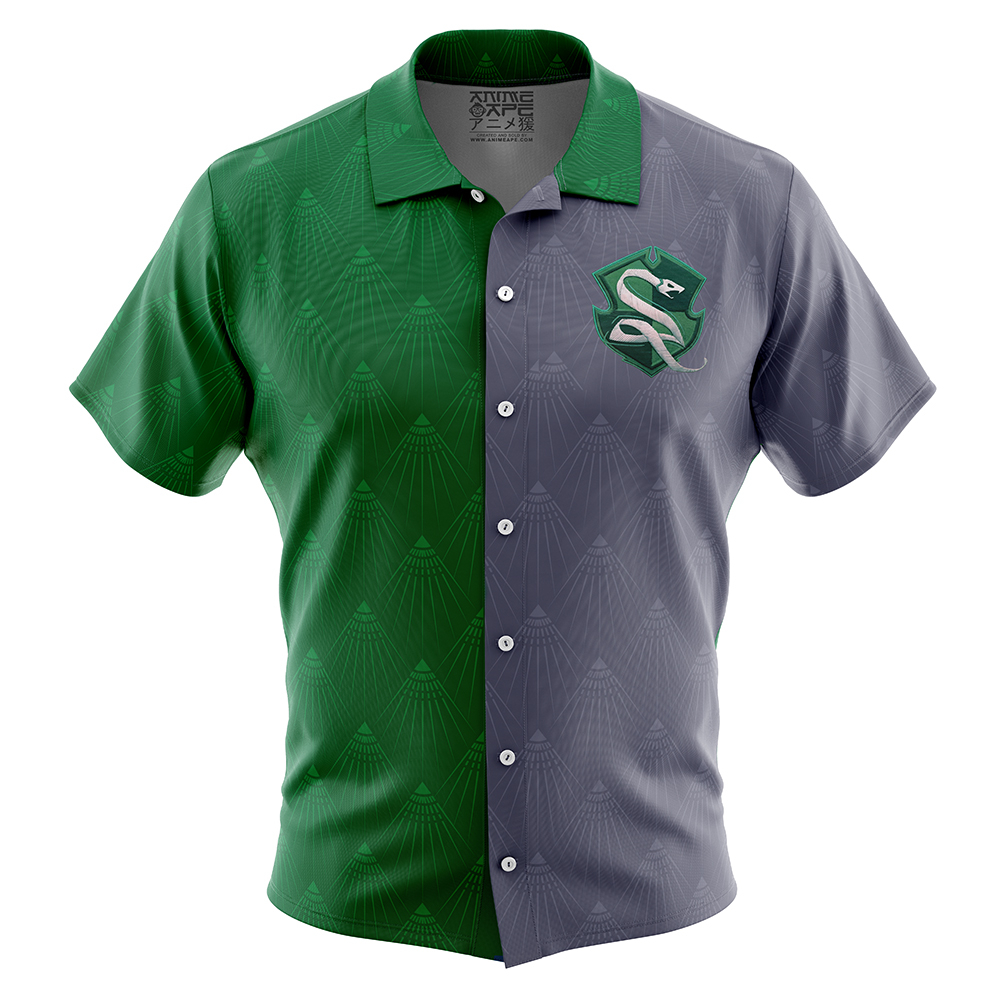 Hogwarts Legacy Slytherin Badge Harry Potter Button Up Hawaiian Shirt