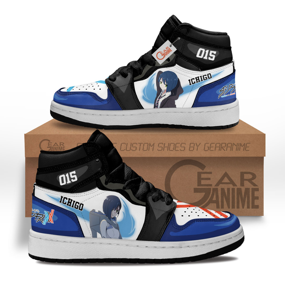 Ichigo Code 015 Custom Anime Kids High-Top Leather Sneakers