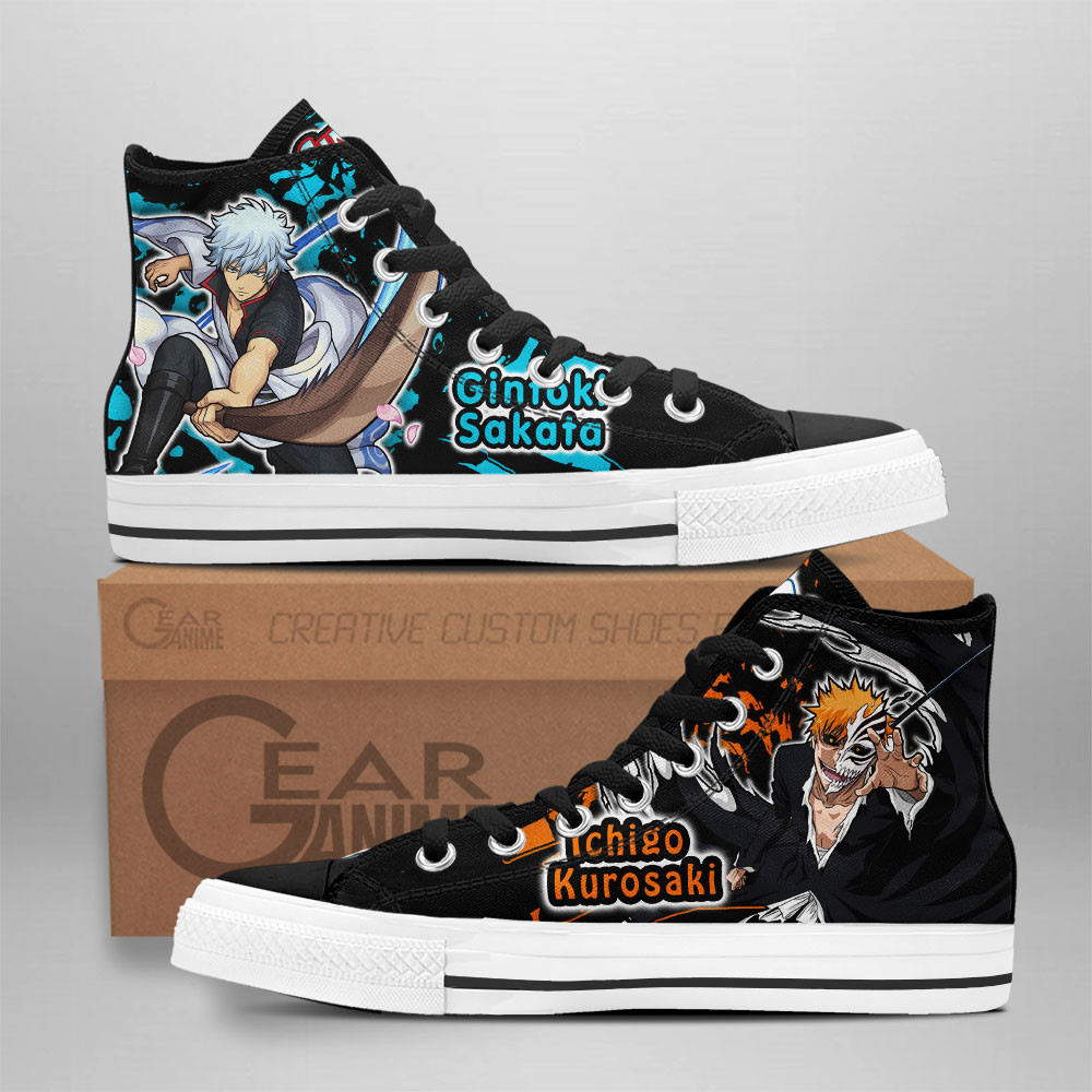 Ichigo Kurosaki and Gintoki Sakata Custom Anime High-Top Canvas Shoes NTT210