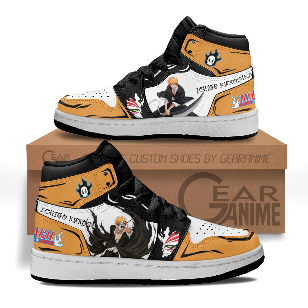 Ichigo Kurosaki Custom Anime Kids High-Top Leather Sneakers
