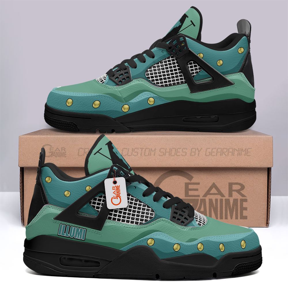 Illumi Zoldyck Retro 4 Leather Sneakers Custom Name