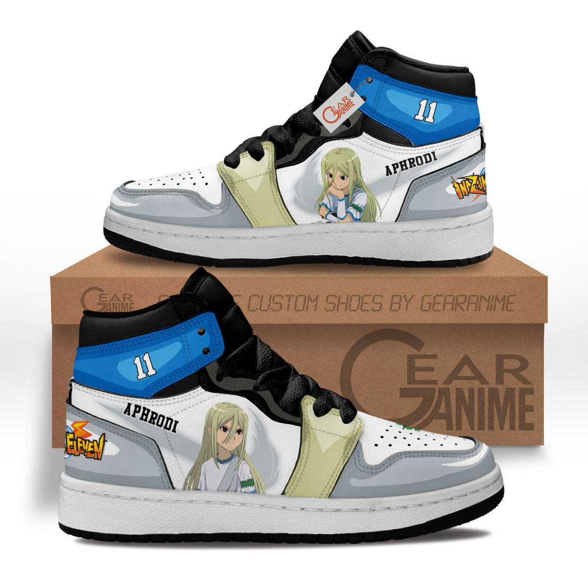 Inazuma Eleven Aphrodi Custom Anime Kids High-Top Leather Sneakers MV2702