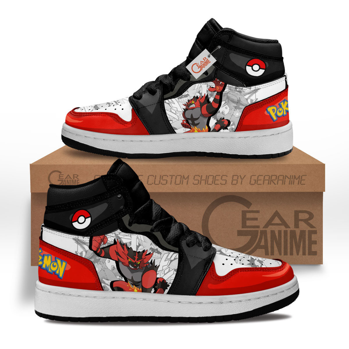 Incineroar Custom Anime Kids High-Top Leather Sneakers