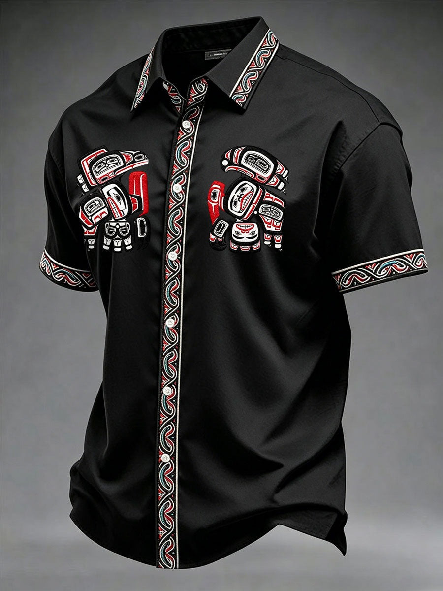 Indigenous Month Merch Native American Formline Hawaiian Shirt Patriotic Gifts For Dad